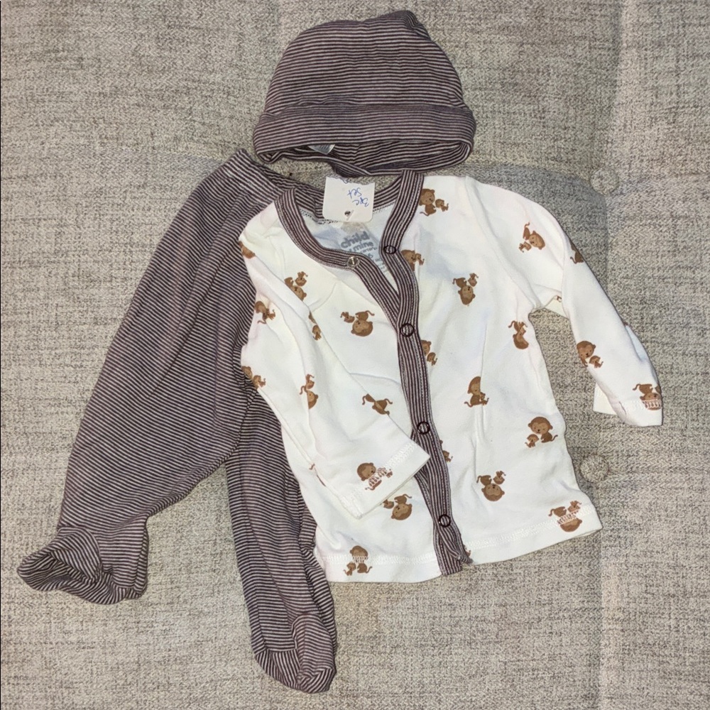 Child of Mine White and Brown Bear 3pc Set